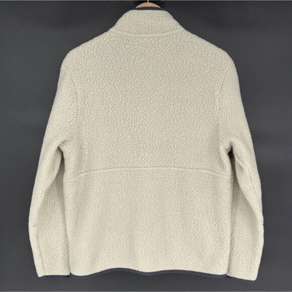 Patagonia Women's Retro Pile Fleece Marsupial Pullover L Cream Navy Outdoor - Picture 2 of 9